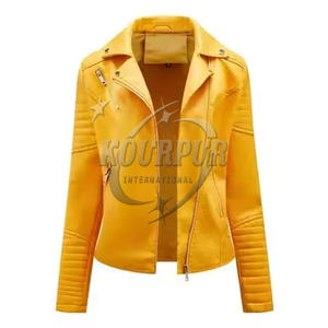 Chaquetas de cuero puro Reversible para mujer, técnica bordada sólida multicolor, PU, piel de oveja, cremallera, Logo, accesorio de invierno - Product Image 1