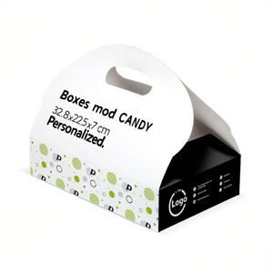 Boîtes mod. CANDY en carton avec poignée 32,8x22,5x7 cm blanc - Personnalisé - Product Image 2