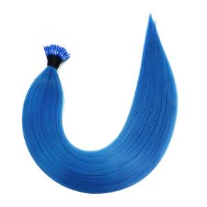 Extensiones de Cabello con Anillo Nano I-Tip, Cabello Humano Remy Ruso 12A, Liso Natural, Azul - Product Image 1
