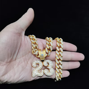 Colgante de Plata con Incrustaciones de Diamantes Moissanite con el Número 23 para Unisex, Joyería de Estilo Hip Hop - Product Image 2