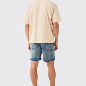 Pantalones vaqueros de calidad superior para hombre, venta al por mayor, pantalones cortos holgados, medio pantalón con patrón sólido, moda para niño con personalización - Product Image 3