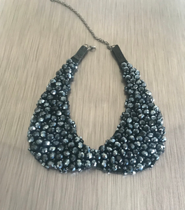 Detachable Collar Necklace Blue Collar Choker <b>Large</b> Collar Necklace Blue False Collar <b>Beaded</b> Bib Collar Detachable <b>Beaded</b> Collar - Product Image 1
