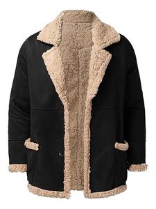 Abrigos de invierno con estilo para hombre, chaquetas gruesas y cálidas de lana, cuello vuelto, cierre de botón, cremallera, lienzo impreso para clima frío - Product Image 4