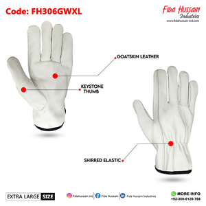Gants de conducteur non doublés OEM avec protection maximale Dos élastique froncé style pouce en cuir de chèvre - Product Image 2