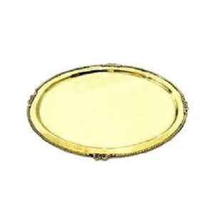 Plateau de service rond en laiton de qualité supérieure avec plateau de petit-déjeuner décoratif en laiton couleur or Fournisseur en gros de plateaux de service en laiton - Product Image 1