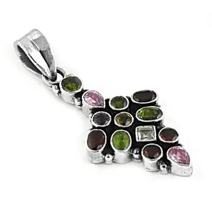 Colgante de Plata 925 con Piedras Preciosas para Mujer, Joyería Religiosa Artesanal con Baño de Rodio en Oro Blanco, Colgantes con Patrón Numérico - Product Image 2