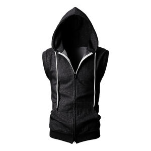 Man Muscle Fit Sleeveless Hoodie Sleeveless Gym Hoodie Blank Workout Hoodie - Product Image 2