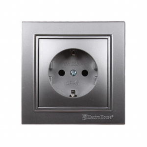 เต้ารับไฟฟ้าติดผนัง220V IP22หินสีเงินทันสมัยพร้อมสายดิน ABS พลาสติกทองแดงมาตรฐานอียูสหราชอาณาจักร - Product Image 1