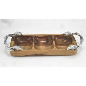 Plateau en bois de manguier, plateau de service polyvalent fait main et fabriqué à la main, plateau rectangulaire en bois imbriqué pour la cuisine - Product Image 5