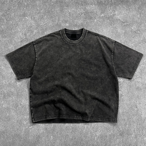 เสื้อยืดบ็อกซี่สำหรับผู้ชายผ้าคอตตอนขนาดใหญ่พิเศษสไตล์วินเทจผ้า100% พิมพ์ลายไหล่ทรงหลวม - Product Image 1