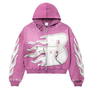 Stay Warm Style This Trendy Sun-Faded Bordado Vintage Zipper-Up Sudadera con capucha de gran tamaño Crafted Soft Fleece Cotton para Ultimate - Product Image 3