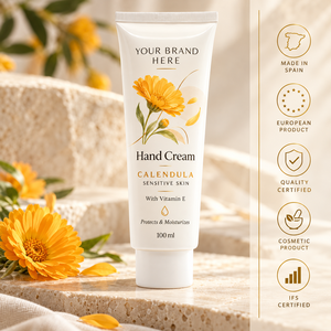 Private Label Calendula Handcreme 100ml |   Feuchtigkeitsspendende Pflege für empfindliche Haut |   OEM-Hersteller Spanien - Product Image 1