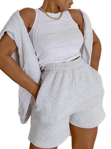Shorts décontractés taille haute pour femme, couleur unie, respirants, pour l'été, polyvalents, avec taille élastique - Product Image 2