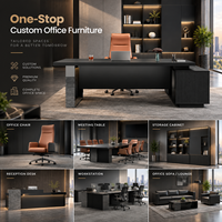 Bureau de direction moderne noir avec armoire de rangement latérale pour mobilier de bureau de PDG
