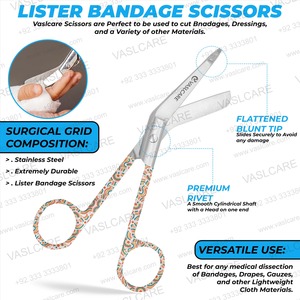 Ciseaux Vaslcare Dressing Lister Manche à motifs assortis avec pointe émoussée Lame tranchante pour infirmières Ciseaux à bandage en acier inoxydable - Product Image 3