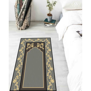 Tapis de prière gris à motifs floraux : tapis de culte islamique, tapis imprimé, tapis à poils doux - Product Image 3