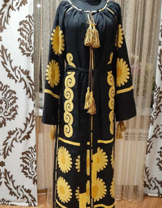 วินเทจปักคอวีออกแบบแขนยาวความยาวพื้นผู้หญิงขายส่งยูเครนชุด - Product Image 2