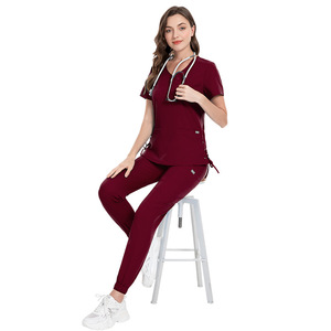 Verano secado rápido absorbente de sudor Color puro Doctor Hospital modesto Scrubs hombres mujeres lavado médico conjuntos de manos uniforme de enfermera - Product Image 6