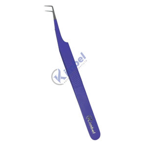 Pinces à épiler en acier inoxydable à pointe en forme de L pour extensions de cils, marque privée, volume, pointe en fibre - Product Image 2