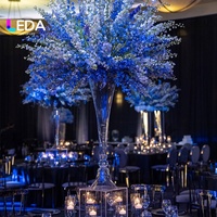 Vase trompette en verre transparent LEDA pour table de mariage, 81 cm de haut, centre de table pour décoration d'événements