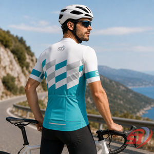 Maillot de cyclisme personnalisé haut de gamme à fermeture éclair intégrale, respirant, séchage rapide, coupe professionnelle, pour équipe, violet, lilas, gris anthracite, motif quadrillé - Product Image 5