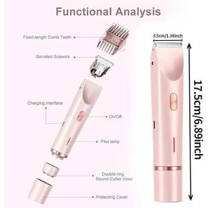 Rasoir Électrique Femme 2-en-1 Humide et Sec, Épilateur Étanche IPX7 Rechargeable avec Double Lame pour Visage, Corps, Bras et Jambes - Product Image 3