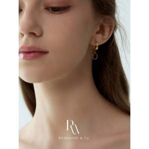 Orecchini Pendenti in Onice Naturale, Cerchi in Agata Nera Placcati Oro 18K, Orecchini a Cerchio Delicati Anti-ossidazione, Collana con Ciondolo alla Moda, Regalo - Product Image 6