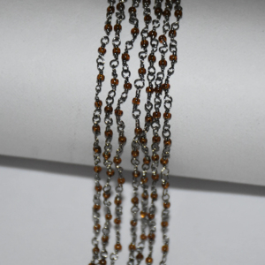 Top quality Silver & black Plated garnet Glass Beads Rondelle <b>Rosary</b> Chain, Wire Beaded Chain for Jewelry Bracelet Making - Product Image 5