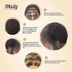 Précommande Perruque Synthétique Cori-DWy 13x4 Lace Front à Raie Libre Sans Colle Longue et Droite Rose Brun avec Dentelle Transparente - Product Image 5