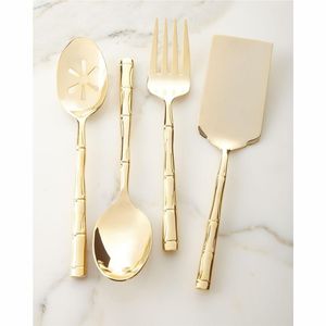 <b>Mirror</b> Polished 6-Piece Stainless Steel Serving Set Buffet Spoon Slotted Spoon Meat Fork Cake Server Butter Knife &Salad Spatula - Product Image 2