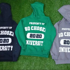 Alta calidad diamantes de imitación lavado ácido Flare pantalones de chándal pulóver Sudadera con capucha conjunto de 2 piezas Unisex apliques Vintage lavado ácido hombres chándal - Product Image 5