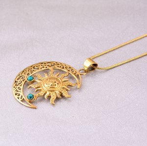 Nuevo Collar con Colgante de Sol y Luna Estilo Boho de Alta Calidad, Collares Vintage de Latón para Mujer, Chapado en Oro de 18k, Joyería Celestial, Venta al por Mayor/OEM - Product Image 5