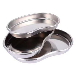 Bandejas de instrumentos quirúrgicos de acero inoxidable curvadas en forma de riñón de alto grado 3 Set Bandeja médica Fuente de alimentación manual - Product Image 1