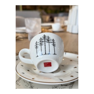 Juego de 2 Tazas de Café de Porcelana con Diseño de Bosque Estilo Nórdico, 85cc, con Platillo, para Regalos - Product Image 1
