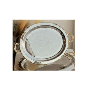 การออกแบบที่หรูหราตกแต่งบ้านโต๊ะถาดเสิร์ฟอาหารพร้อมที่จับสําหรับซัพพลายเออร์ร้านอาหารในบ้านในราคาต่ํา - Product Image 2