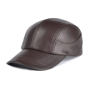 Nueva Gorra de Cuero Genuino de Color Sólido a la Moda para Hombre, Gorra de Cuero con Logotipo Personalizado de Alta Calidad - Product Image 2