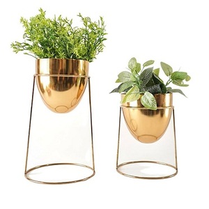 Jardinière en métal en fer plaqué laiton pour la décoration de jardin jardinière en métal fini personnalisé exportateur en gros pour taille personnalisée - Product Image 4