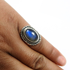 Premium Top Quality Natural Labradorite Gemstone 925 Sterling <b>Silver</b> Oval Shape <b>Chunky</b> <b>Ring</b> Bohemian Handmade Jewelry Suppliers - Product Image 3