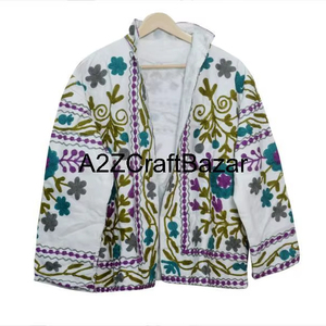 Veste pour femme hiver/printemps/été avec broderie indienne Suzani, motif floral, tissu en coton, rembourrage en coton, cadeau pour elle - Product Image 1