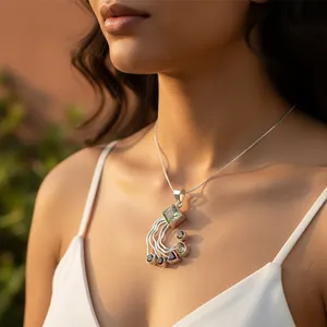 Colgante con Dijes de Rubí y Amatista Chapado en Rodio Oro Rosa para Mujer - Product Image 1