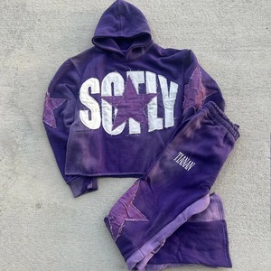 Men's Plus Size Pullover Hoodie and Sweatpants <b>Set</b> with Custom <b>Embroidery</b> Manufacturers Wholesale for Winter - Product Image 4
