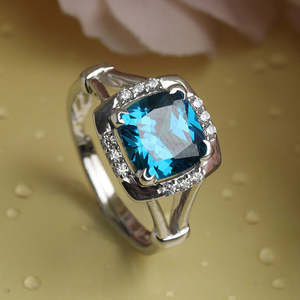 NOVAMART Fine Asscher Cut Diamond Rhodium Plated <b>Sterling</b> <b>Silver</b> <b>Engagement</b> <b>Ring</b> for Women Wholesale Export - Product Image 2