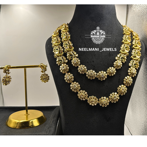 Long Peacock Moissanite Polki Harm <b>Necklace</b> Religious Ethnic Alloy Jewelry Diamond for Wedding Party Zinc Alloy Brass Material - Product Image 2