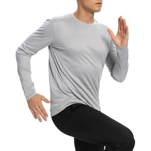 Camiseta de Manga Larga para Hombre, de Secado Rápido, Corte Ajustado, Cuello Redondo, Color Sólido, Informal, 100% Poliéster, Tejido de Punto - Product Image 2