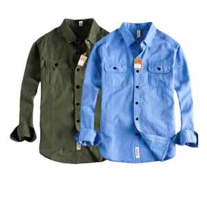 Servicio OEM 2025 Nuevas llegadas Camisa de satén para hombre Tallas grandes 100% Algodón Cuello vuelto Manga larga Transpirable Ecológico Rápido - Product Image 1