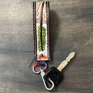 Porte-clés de luxe en cuir de vachette fait main, prix d'usine occidental, vente en gros, personnalisable, pour unisexe - Product Image 1