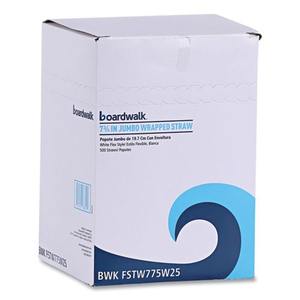 Boardwalk 7.75 In. Pailles à boire en plastique flexibles enveloppées, blanches - 20 paquets/carton - Product Image 3