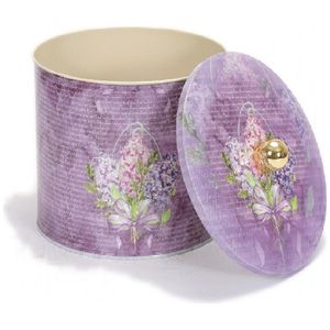 Poignée de bouton de fleur violette 2.1L boîte de stockage de nourriture ronde en métal 140x150mm avec Ø 140x150mm - Product Image 2