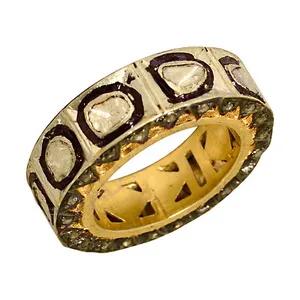 Women's Geometric Cluster <b>Ring</b> Gold and Rhodium Plated with Cut Diamonds Fine Jewelry Gift Made of Platinum-PT950 - Product Image 1
