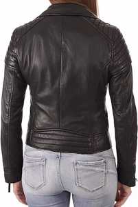 Veste de motard en cuir de vache véritable à la mode pour femmes de haute qualité en tissu véritable épais Design à la mode élégant - Product Image 2